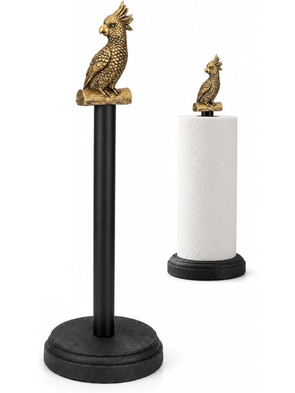 Stylish Black Metal Paper Towel Holder with Weighted Base - Decorative Kitchen